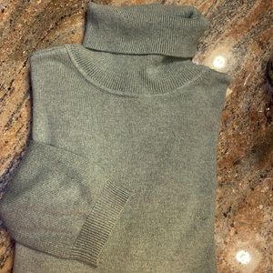 Ralph Lauren Moss Green Silk and Cashmere Turtleneck Sweater